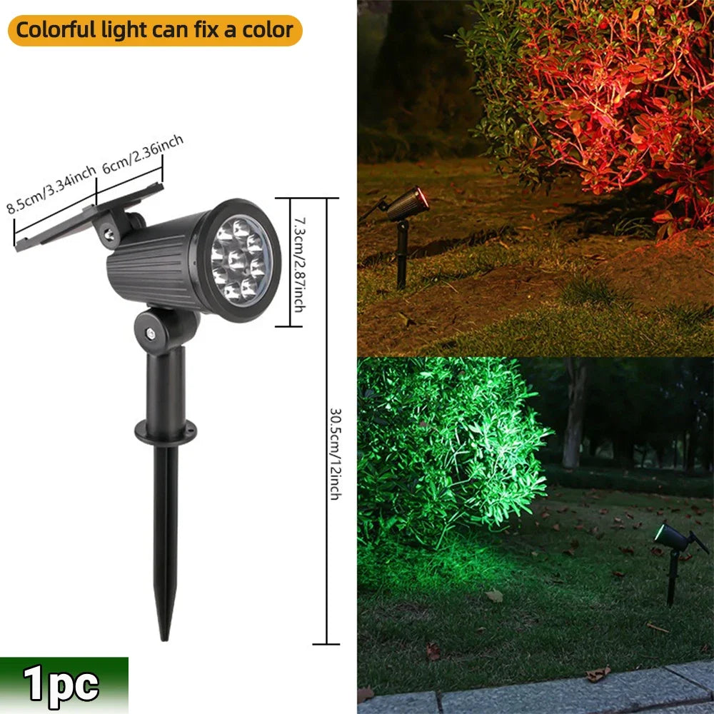 9 LED Solar Spotlights IP65 Waterproof Outdoor RGB Landscape Lighting Adjustable Brightness for Garden Yard