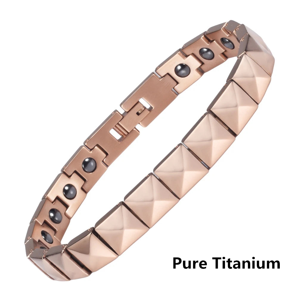 Titanium Steel Zirconia Bracelet Classic Retro Light Luxury Magnetic Therapy Bracelets - Hiron Store