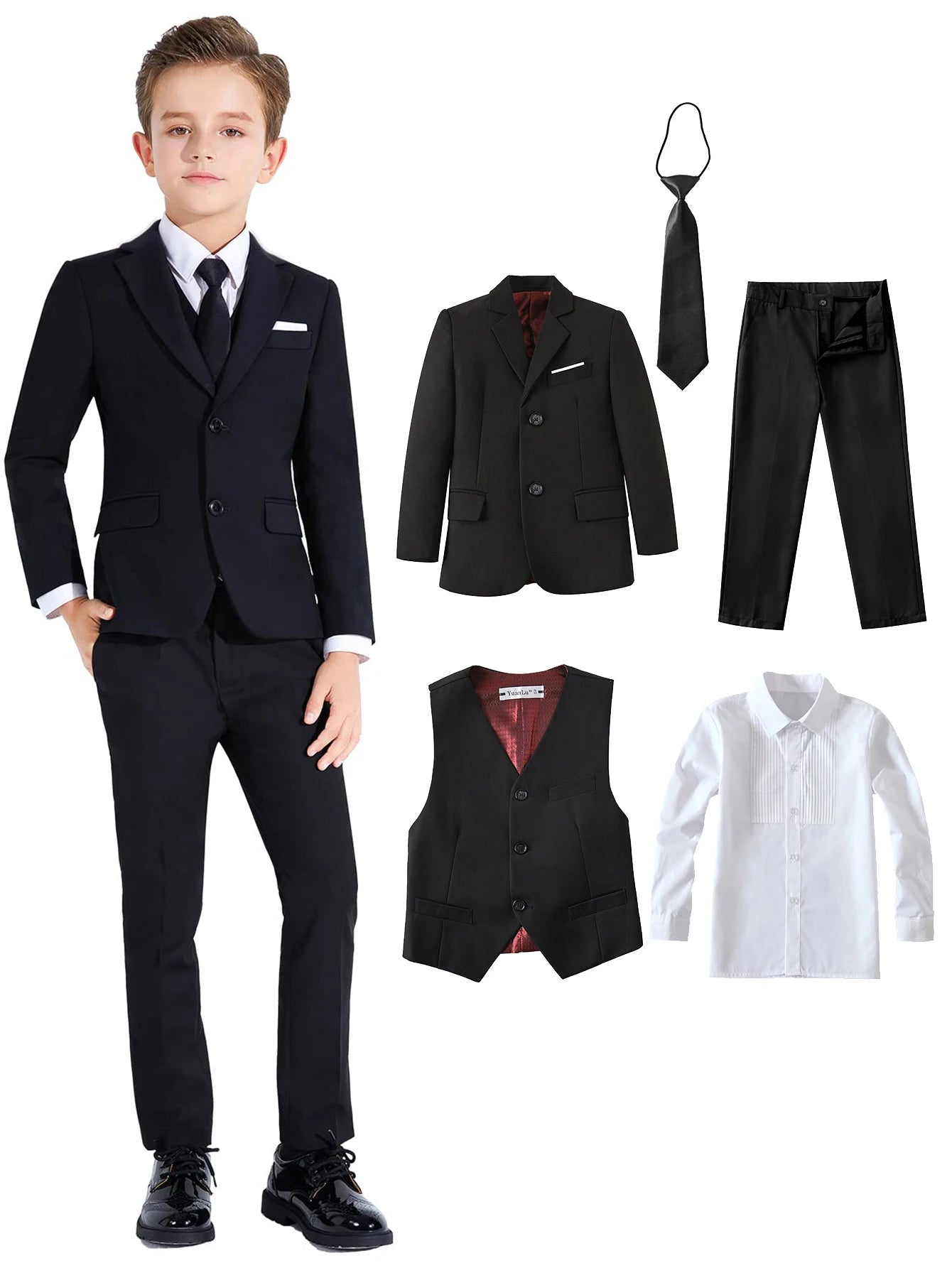 Boys Suits Colorful Formal Suits 5 Piece Slim Fit Dresswear Suit Set School Uniforms