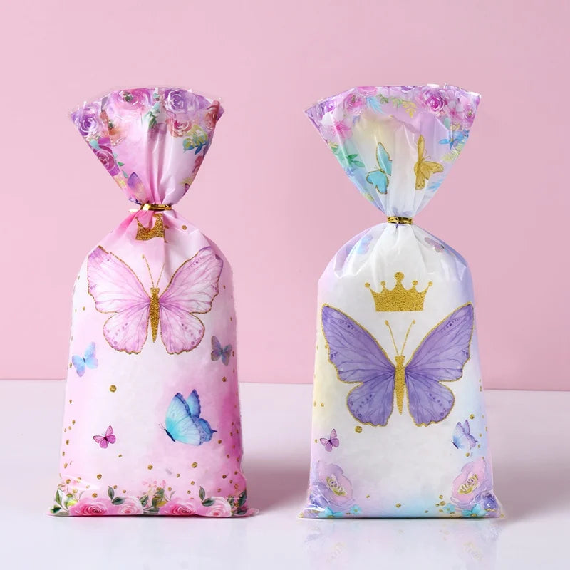 25/50/100pcs Candy Bags Gift Packing Bags Biscuit Butterfly Birthday Party Decorations Gift Candy Bag Baby Shower Party Supplies - Hiron Store