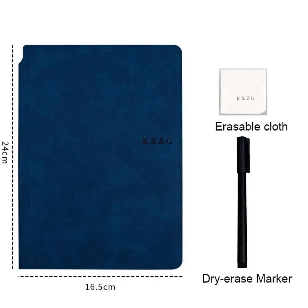 1 Pcs Reusable Whiteboard Notebook Set With Whiteboard Pen Erasing Cloth Leather Memo Pad Weekly Planner Portable Stylish Office - Hiron Store