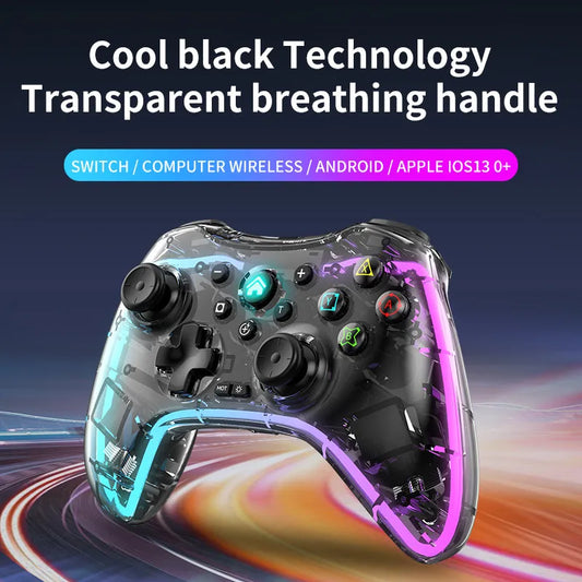 Switch game handle switch pro transparent luminous handle RGB dazzling Android phone handle - Hiron Store