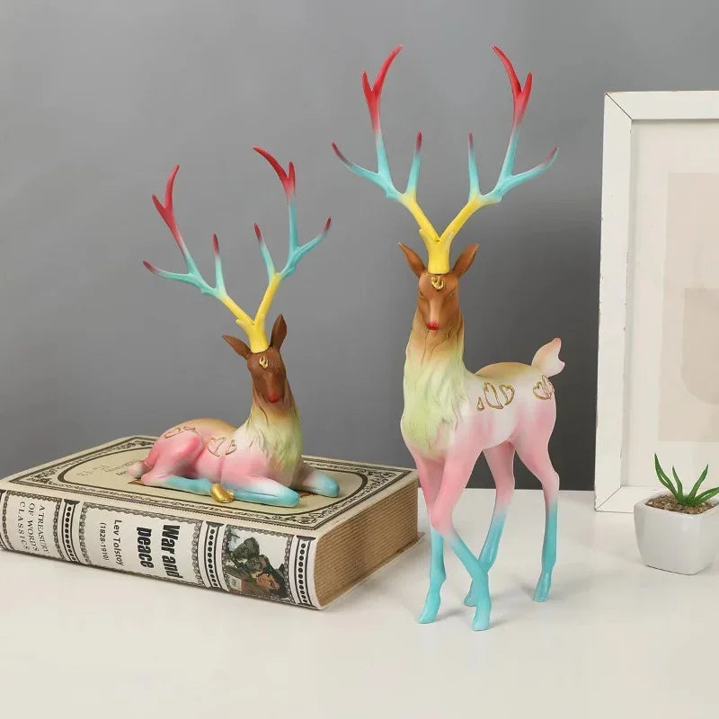 Ornaments Resin ELK Sculpture For Living Room Luxury Nordic Home Decor Sculptures Figurines