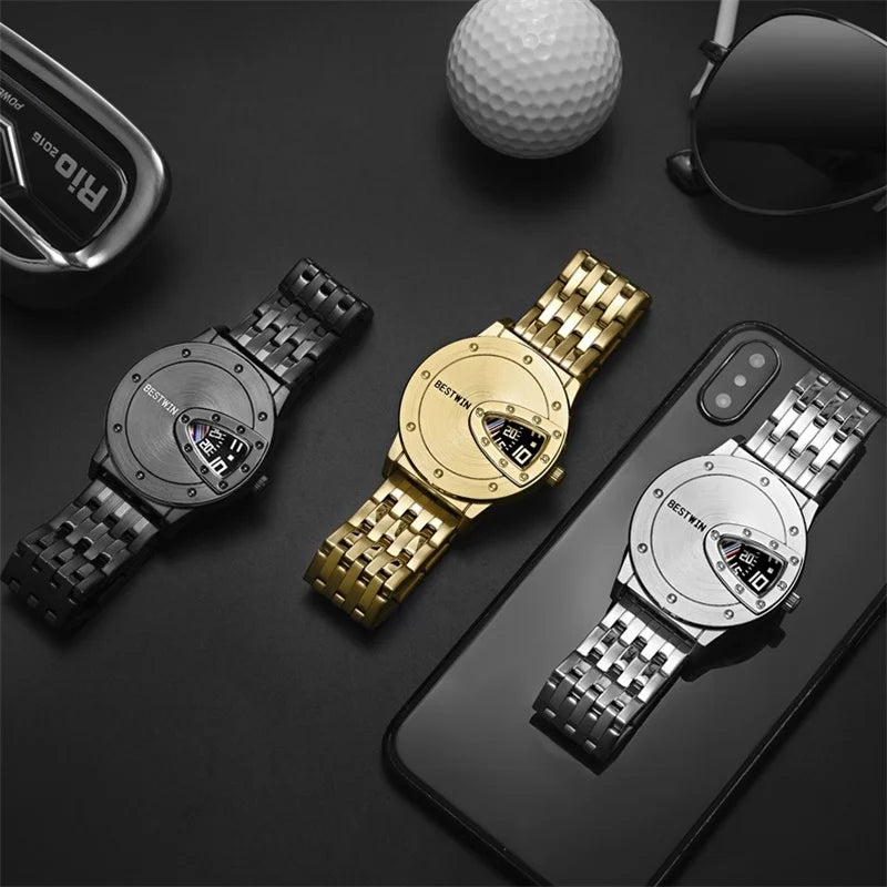 Luxury Men's Wrist Watch Stainless Steel Technology Fashion Quartz Watch For Men