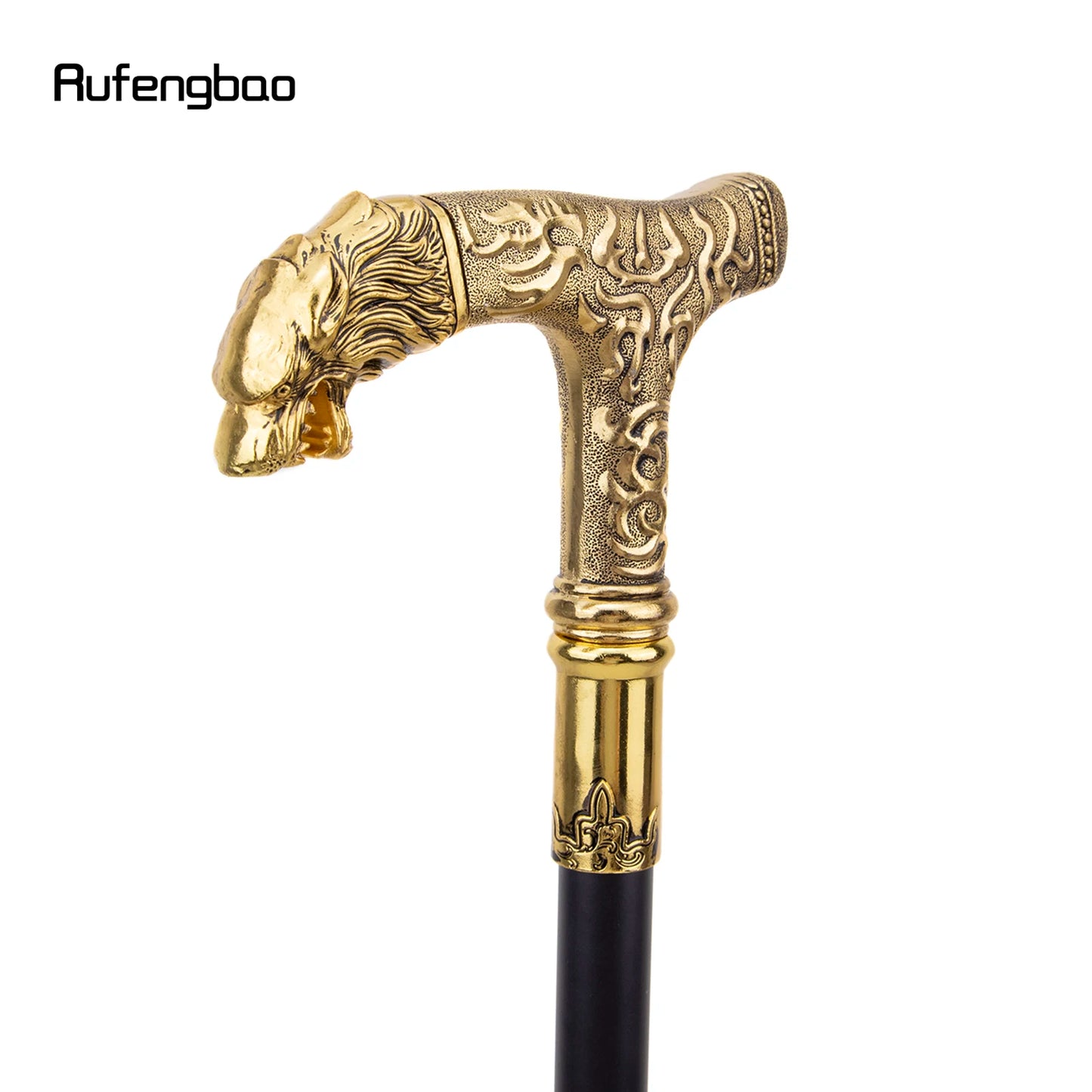 Golden Wolf Handle Single Joint Walking Stick with  Decorative Cospaly Party Halloween Crosier