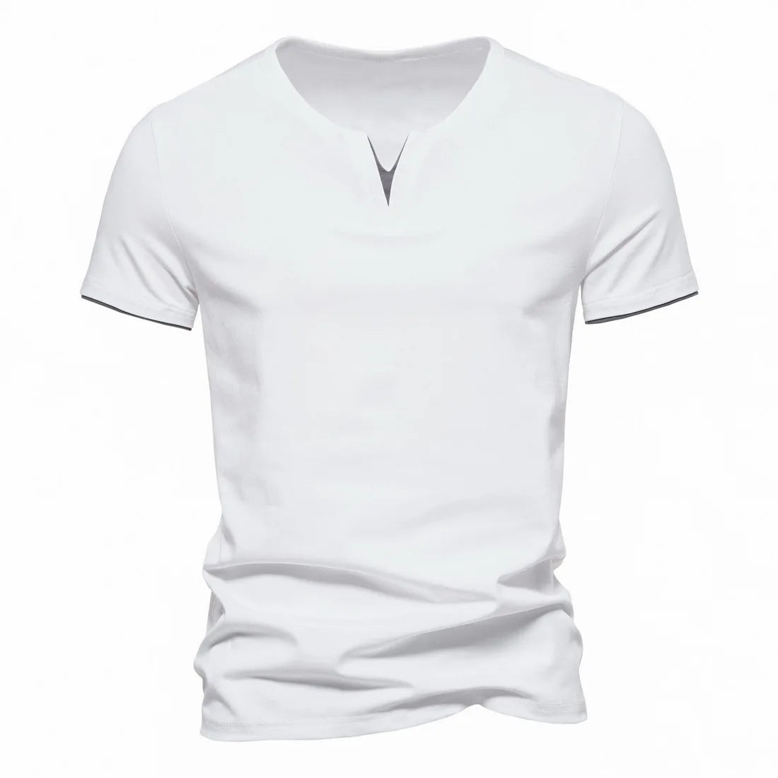 Mens Short Sleeve Henley Shirts Casual Cotton Slim Fit Basic Summer V Neck T-Shirt - Hiron Store