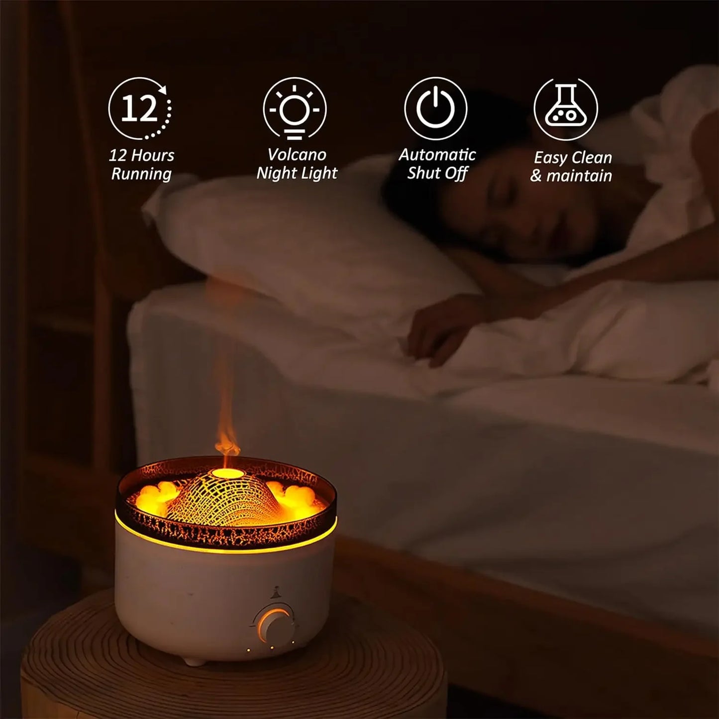 1pc-Volcano Jellyfish Aromatherapy Machine USB Home Office Aromatherapy Ultrasonic Large Capacity Flame Humidifier