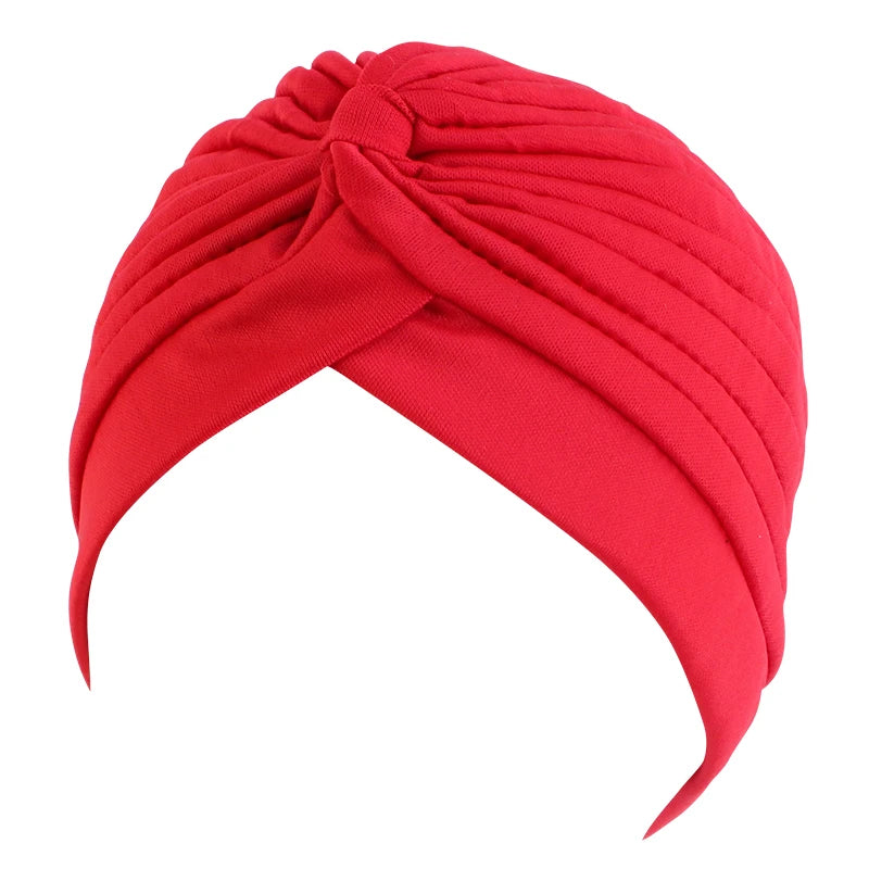 New Flower Decoration Turban, Solid Color Women's Head Wrap, Fashion Headwear, Bandana Cap