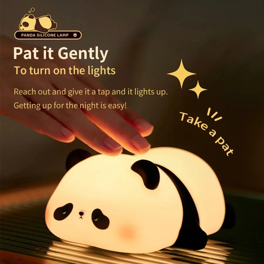 Touch Sensor Night Lights Cute Panda Silicone Lamp LED Rechargeable Kids Night Light