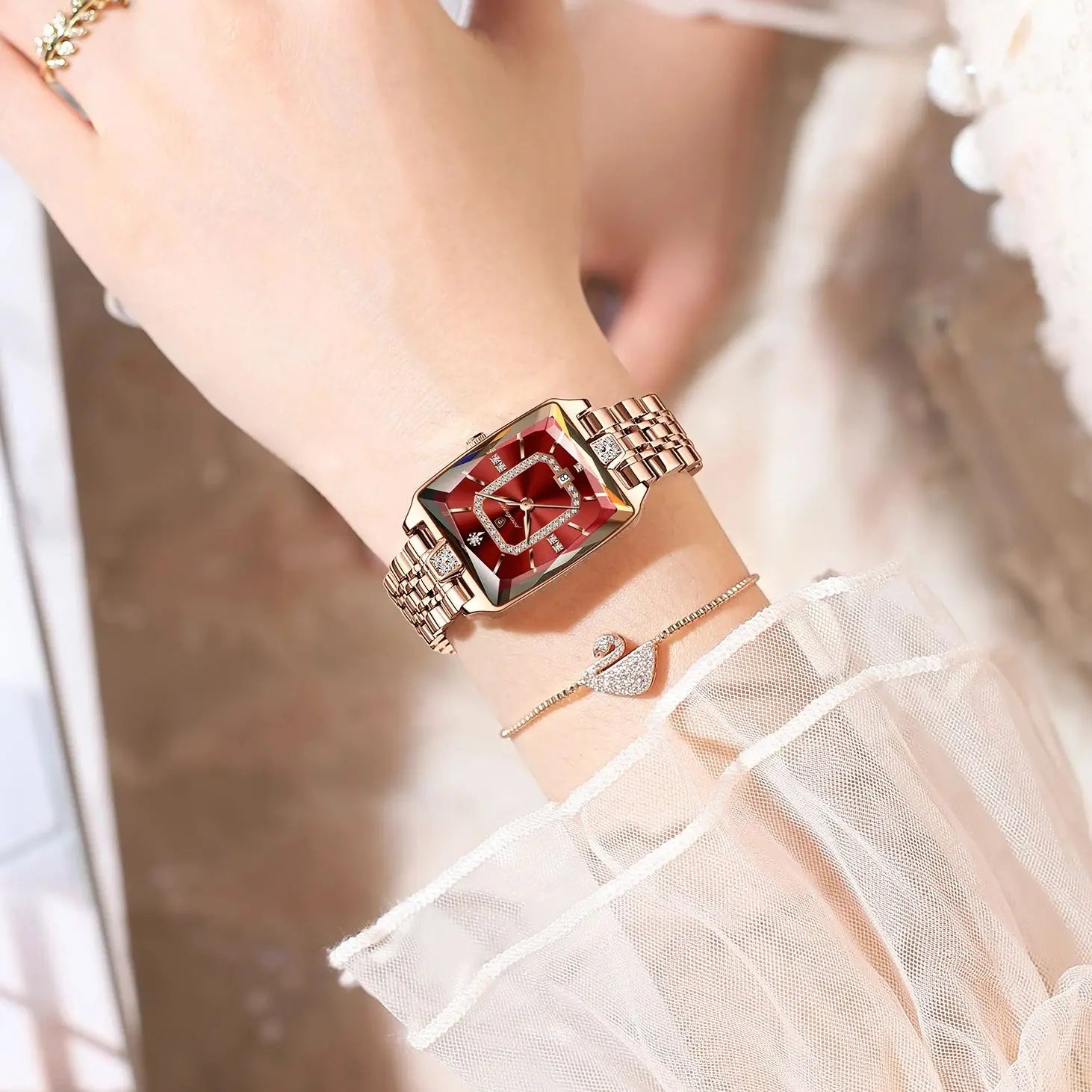 Women Wristwatch Waterproof Ladies Watch Stainless Steel Rectangle Quartz Women's Watches