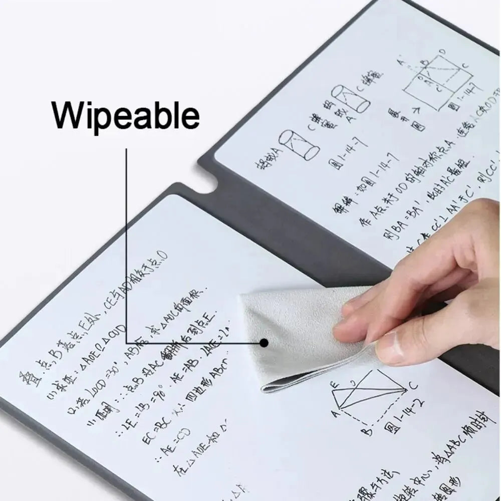 1 Pcs Reusable Whiteboard Notebook Set With Whiteboard Pen Erasing Cloth Leather Memo Pad Weekly Planner Portable Stylish Office - Hiron Store