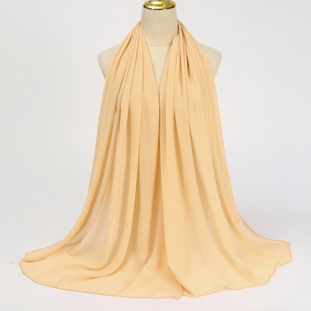 Muslim Chiffon hijab Scarf Long Solid Color Head Wrap Women's Hijabs & Scarves Jersey Hijab Veil
