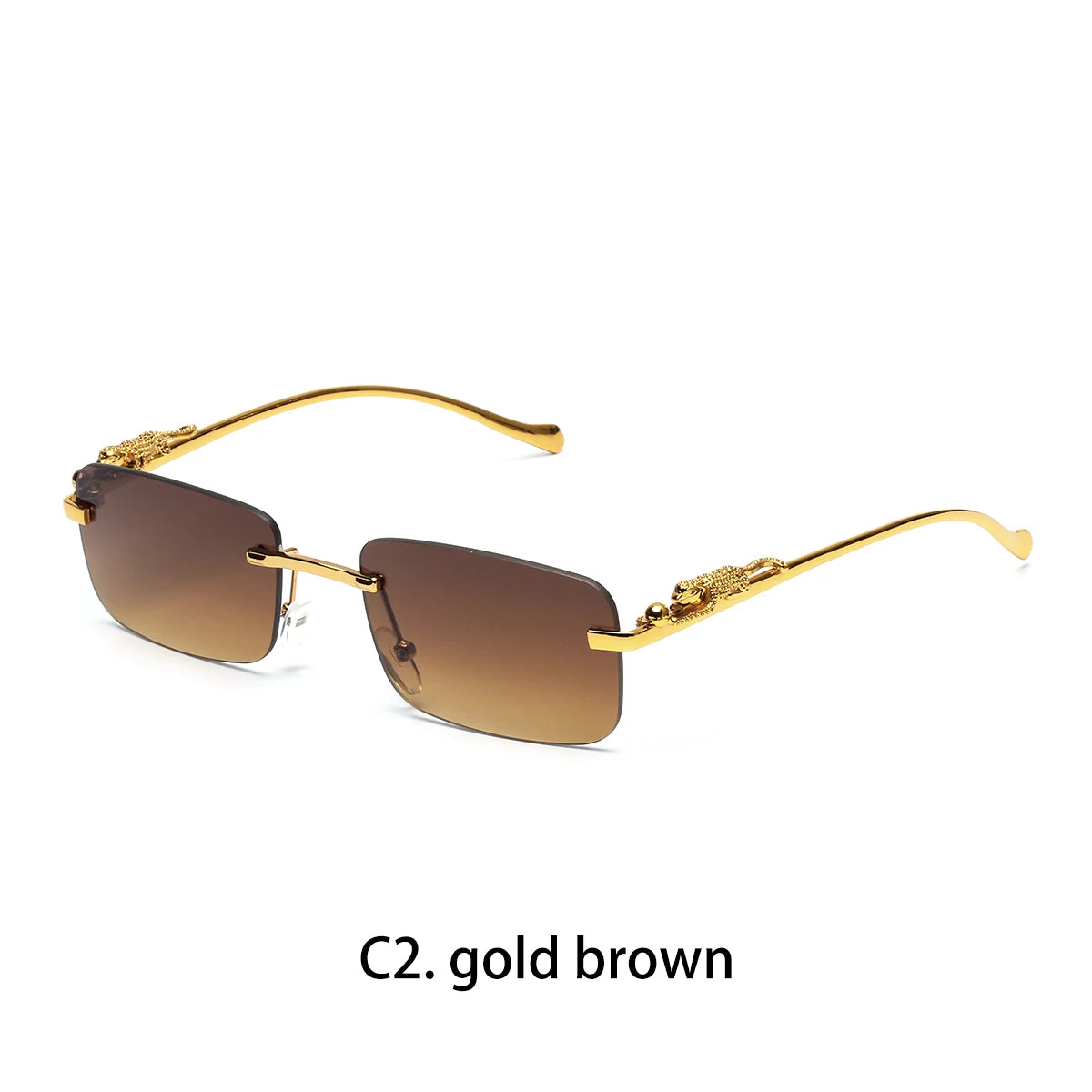 Ruiao rimless sunglasses UV400 fashion square metal glasses designer sunglasses shades