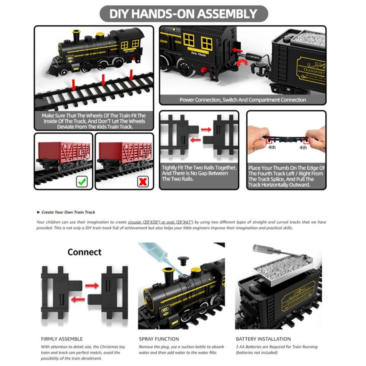 Kids Electric Steam Train Toy Rail High-Speed Rail Parking Lot Model Reunion Party Game