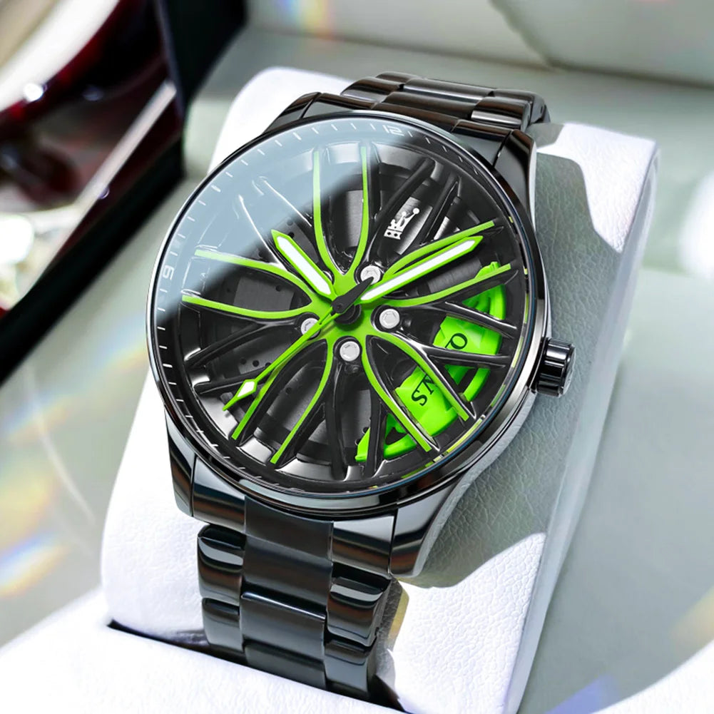 OLEVS Wheel Men's Luxury Watch Waterproof Rotary Sport Car Rim Man Watch's