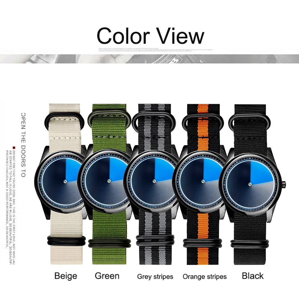 wristwatch canvas  creative design Mysterious Gradient Blue fashion quartz clock men watch