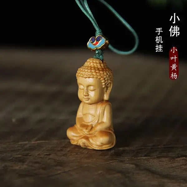 Small Leaf Boxwood Small Bergamot Pendant Solid Wood Baby Buddha Big Day Tathagata Bag Hanging Ornament