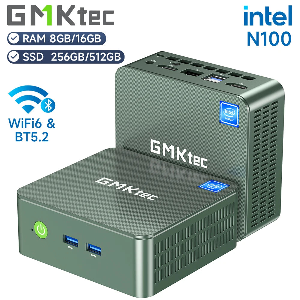 GMKtec G3 Mini PC Intel Alder Lake N100 Windows 11 Pro Mini PC 8/16GB DDR4 256/512GB PCIe M.2 SSD WiFi 6 BT5.2 Desktop Computer