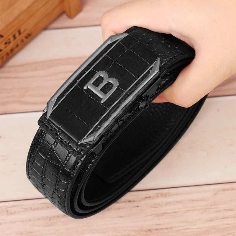 Crocodile Pattern Men's Belt High-Quality Automatic Buckle Belt Fashionable Jeans Strap Trendy Men's Accessories