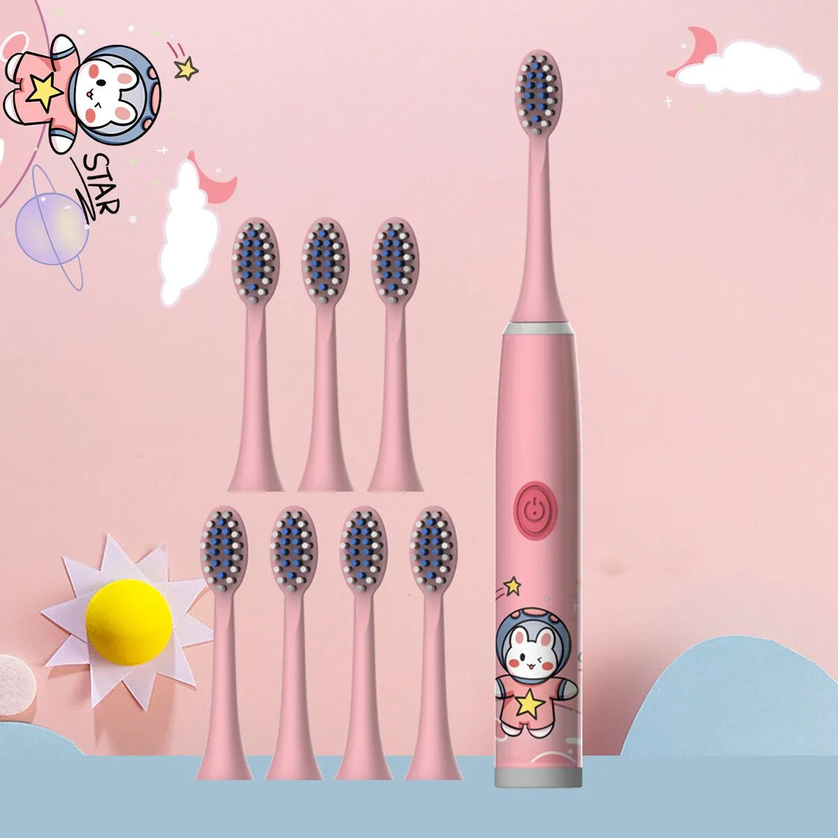 Children's Electric Toothbrush Color Cartoon Space Series Children's Soft Hair Cleaning Brush (Battery Not Included) - Hiron Store