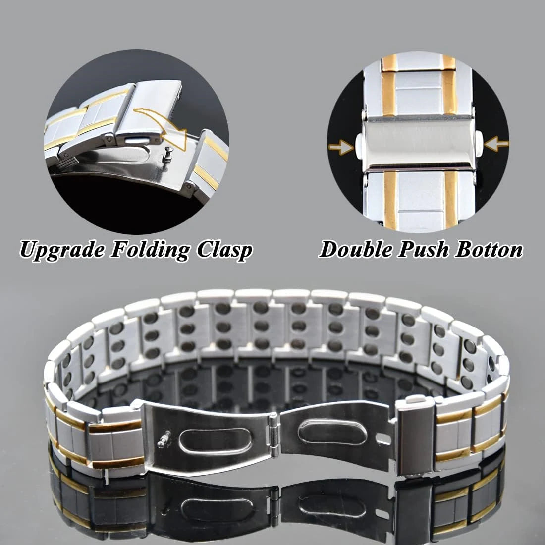 Men's Titanium Steel Magnetic Energy Bracelet Negative Ion Anti-fatigue Strap Bracelets