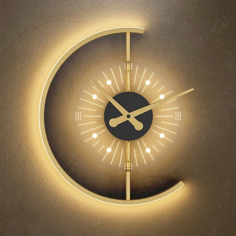 Modern LED Wall Lamp Clock Sconce for Bedroom Bedside Living Dining Room Lighting