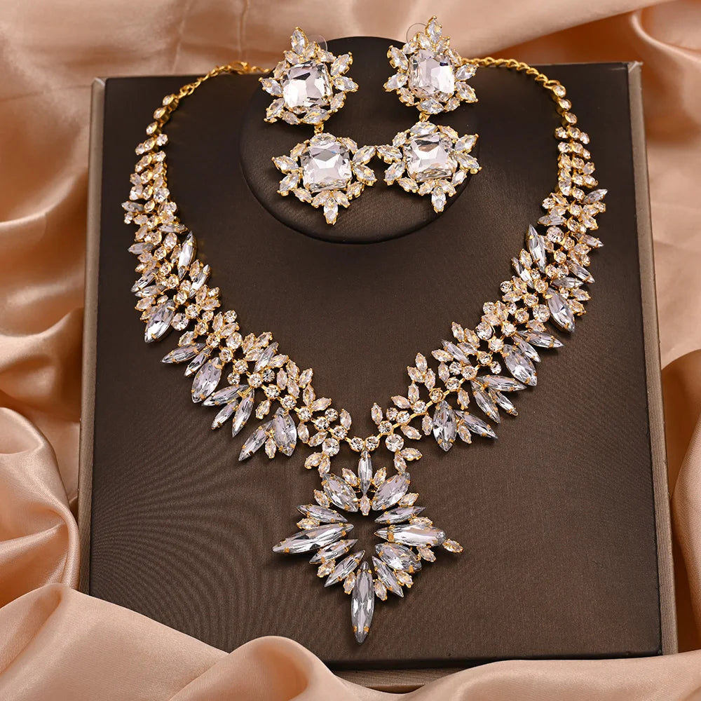 Crystal  Jewelry Set Bridesmaid Necklace and Earring Sets for Women