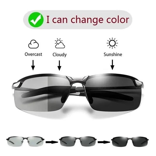 Men Photochromic Polarized Sunglasses Driving Fishing Chameleon Glasses Change Color Sun Glasses Day Night Vision UV400 Eyewear - Hiron Store