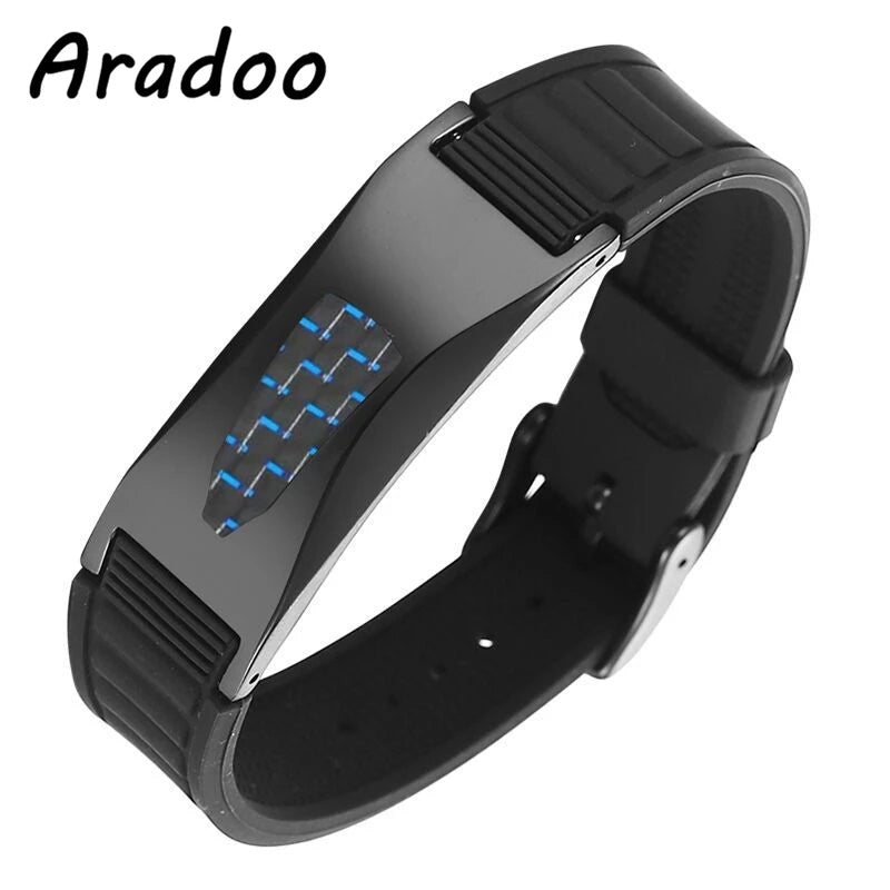 Silicone Carbon Fiber Power Wristband Balance Bracelets for Men Women 7-in-1 Magnetic Sports Bracelet