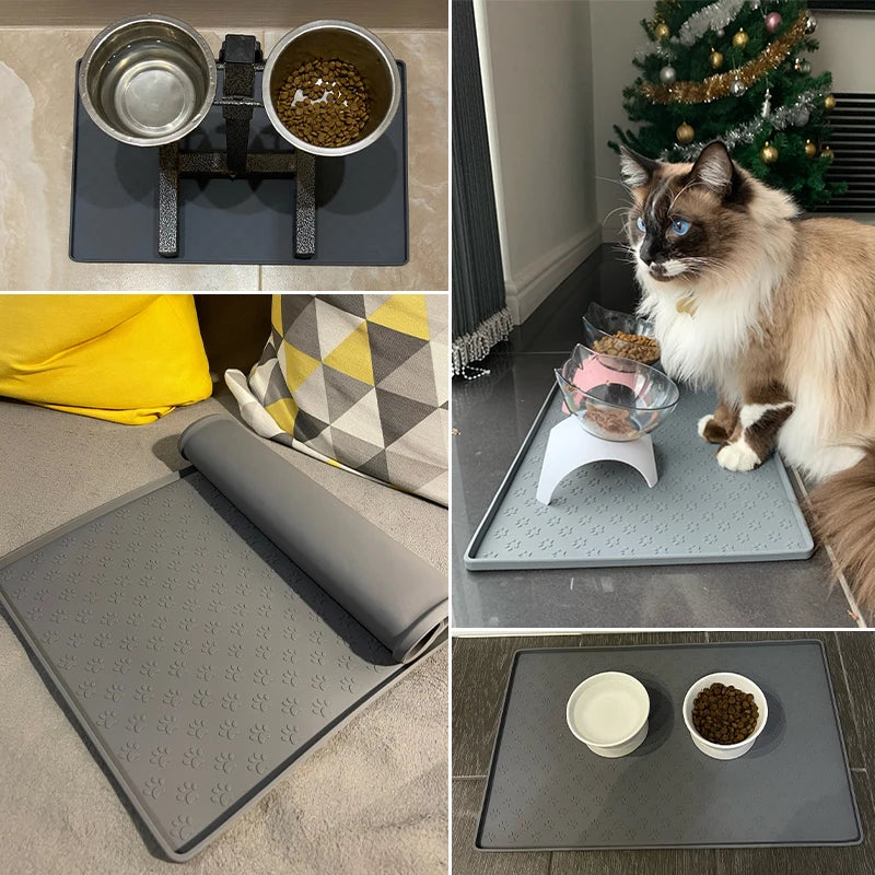 Pet Placemat Dog Food bowl Mat Cat Feed Mat Cat Dog Drinking Feeding Placemat Silicone Waterproof Pet Bowl Pad Feeder Mats - Hiron Store