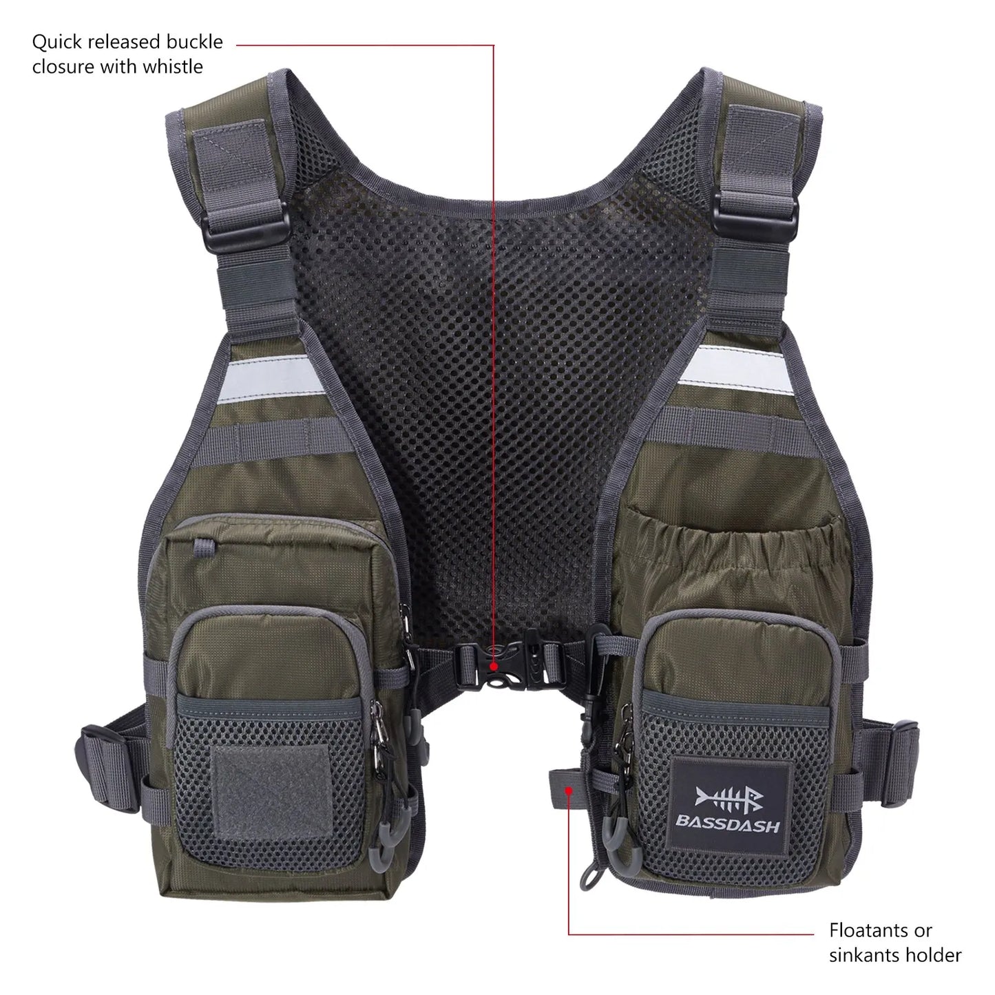 Bassdash FV08 Ultra Lightweight Fly Fishing Vest for Men and Women Portable Chest Pack