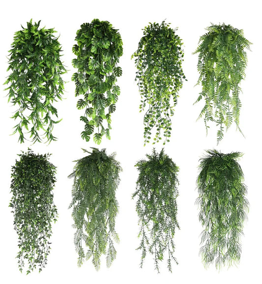 90cm Persian fern Leaves Vines Home Room Decor Hanging Artificial Plant Plastic Leaf Grass Wedding Party Wall Balcony Decoration - Hiron Store