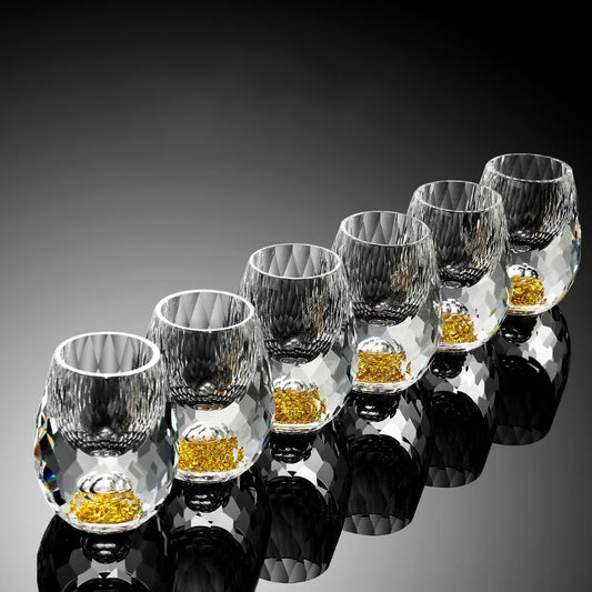 6pcs 15ml Liquor Crystal Glasses Set Wine Glasses Brandy Tea Cup Diamond Cutting