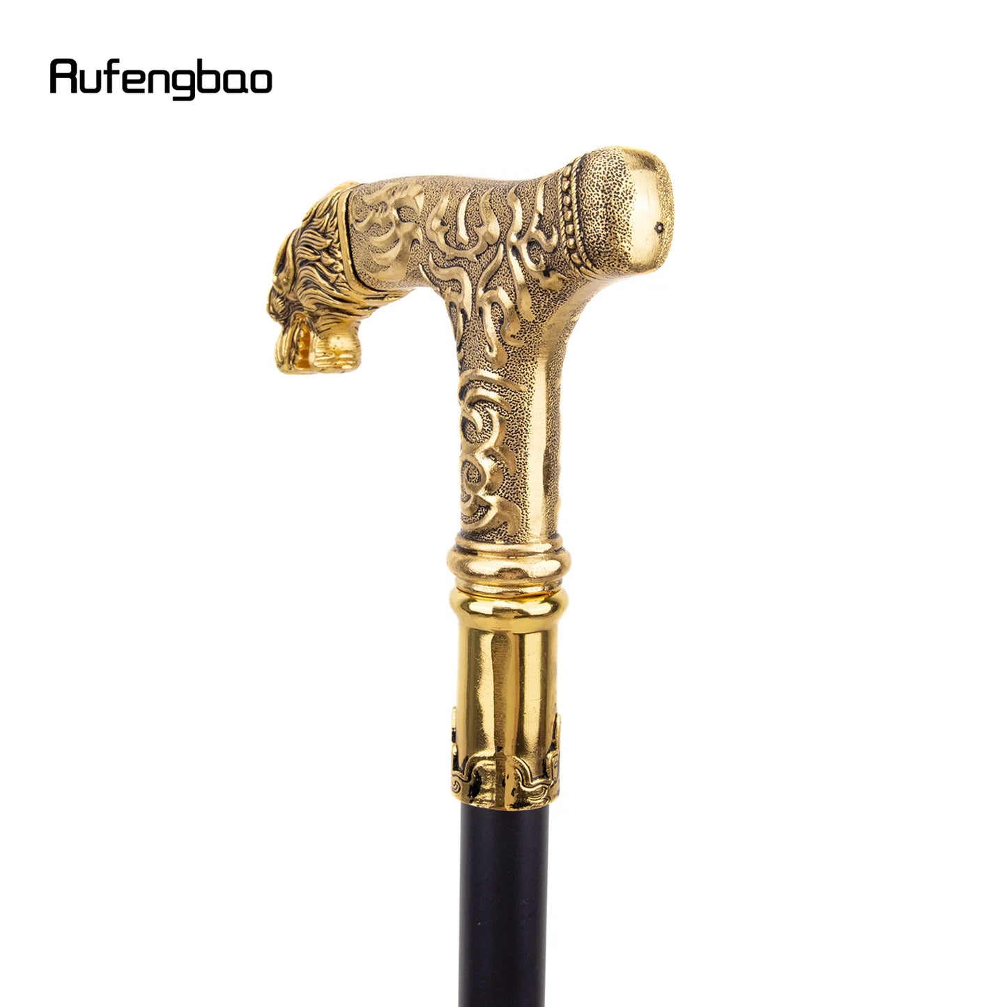 Golden Wolf Handle Single Joint Walking Stick with  Decorative Cospaly Party Halloween Crosier