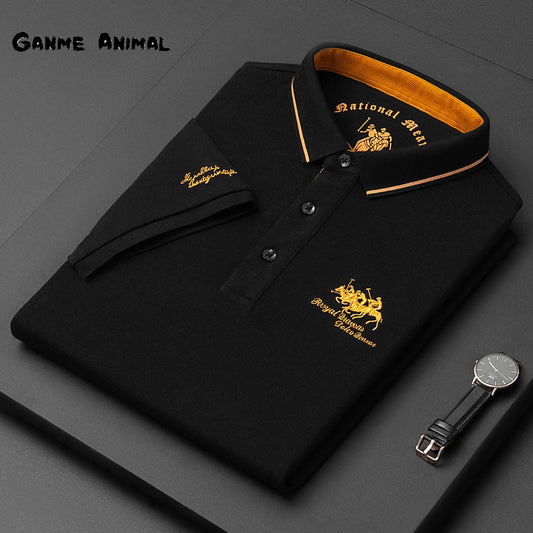 New Summer Korean  Embroidered Polo Shirt Men's Luxury Top Casual Lapel Short Sleeve T-shirt Fashion Anti-wrinkle Men T Shirt - Hiron Store