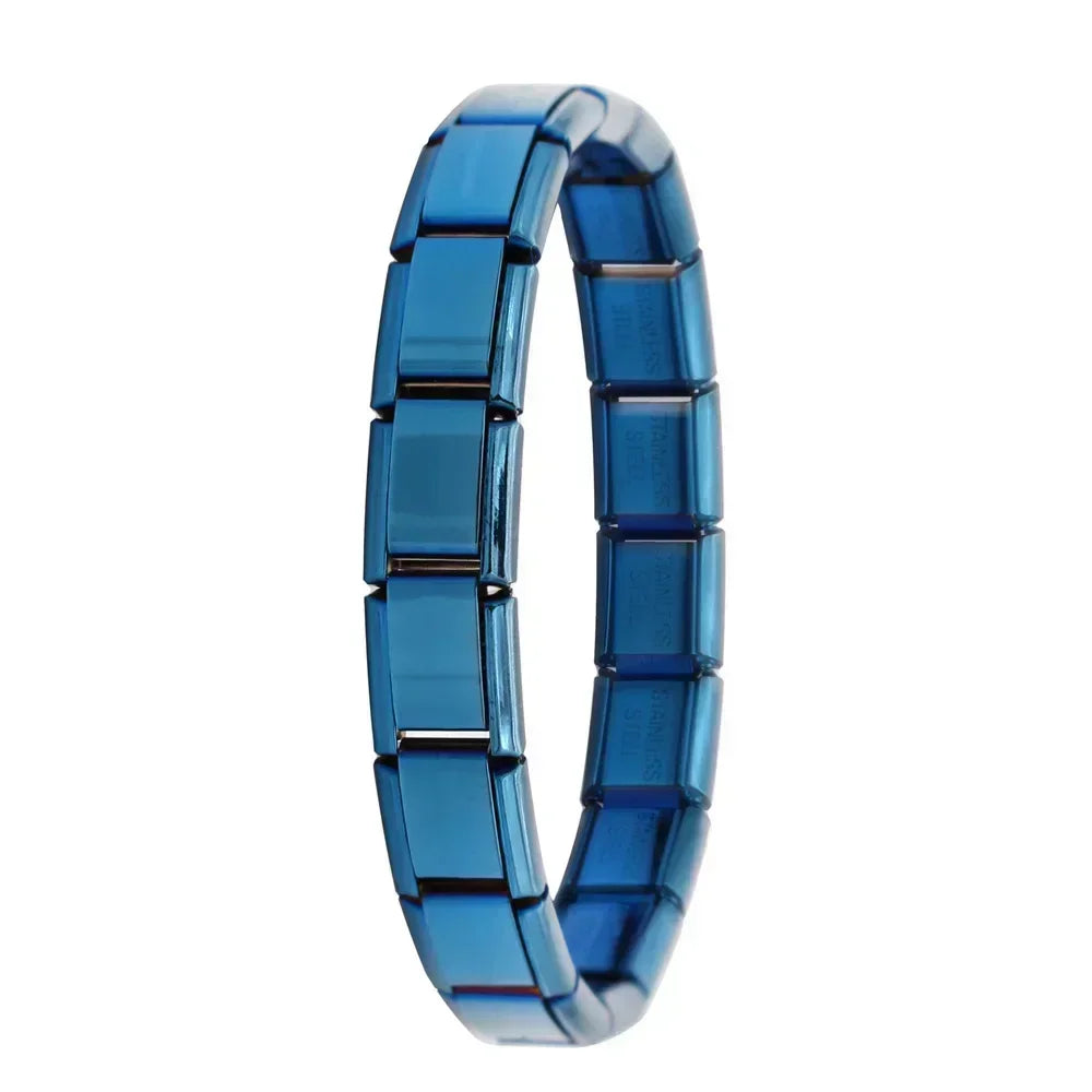 Hapiship New Women's Jewelry 9mm Width Itanlian Elastic Charm  Bracelet Fashion Stainless Steel Bangle