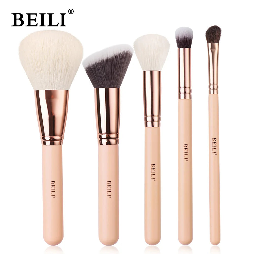 BEILI Pink Makeup Brushes High Quality Powder Foundation Blush Eyeshadow Make Up Brush Set