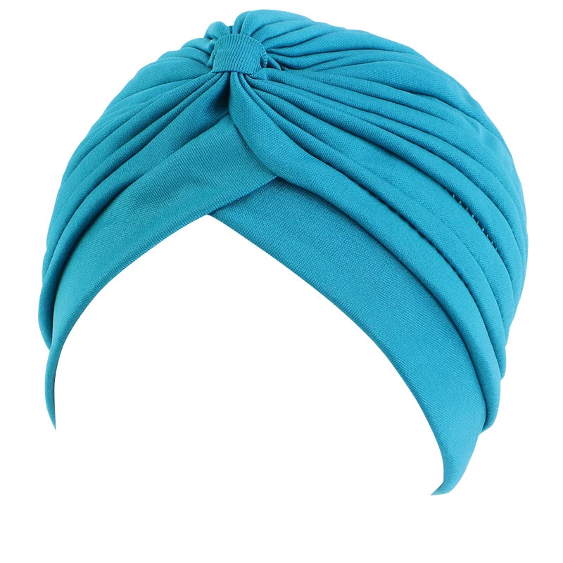 New Flower Decoration Turban, Solid Color Women's Head Wrap, Fashion Headwear, Bandana Cap