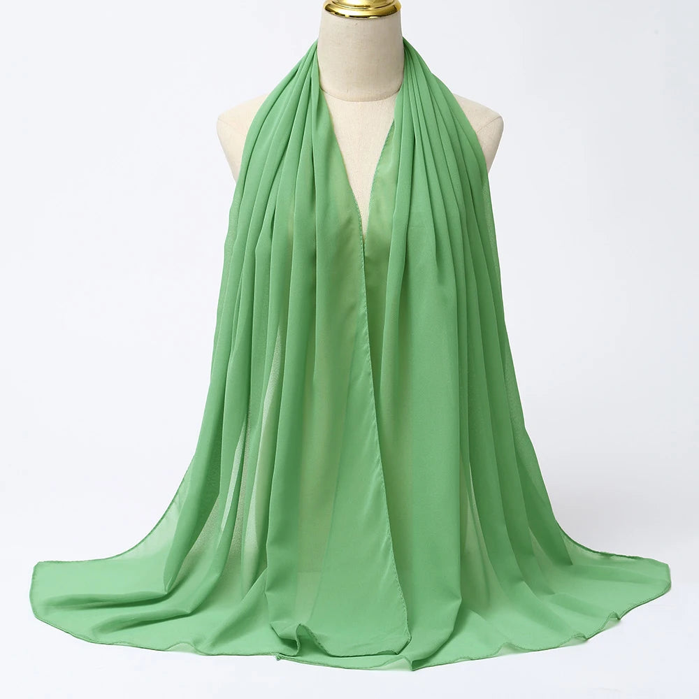 Muslim Chiffon hijab Scarf Long Solid Color Head Wrap Women's Hijabs & Scarves Jersey Hijab Veil
