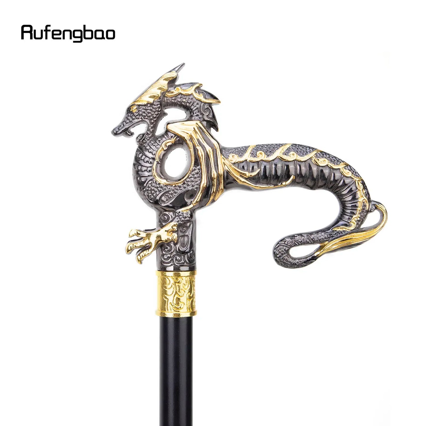 Gold Black Luxury Dragon Walking Cane Fashion Decorative Walking Stick Gentleman Elegant Cosplay Crosier 93cm