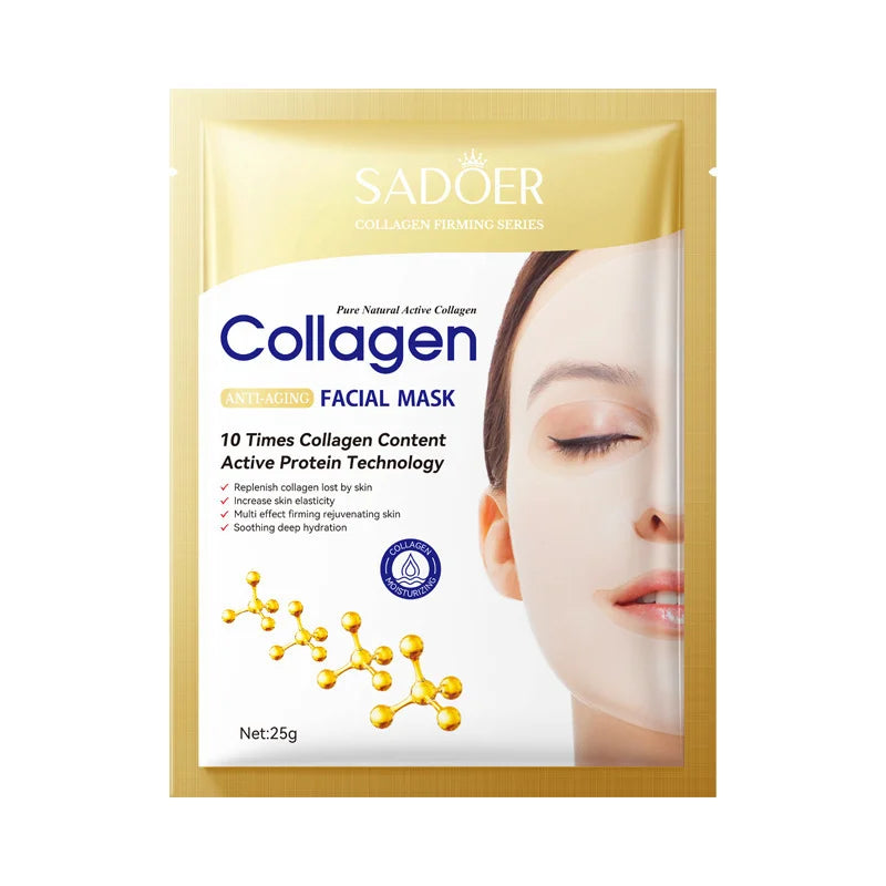 10PCS Collagen Anti-Wrinkle Facial Mask Anti-Aging Fade Fine Lines Moisturizing Brightening Korean Cosmetics