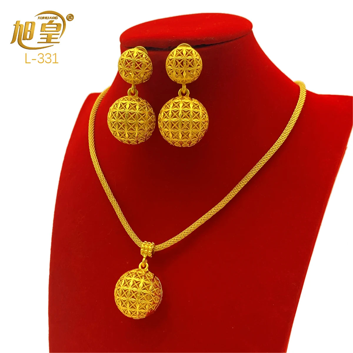 Bridal Dubai Ball 24k Gold Plated Necklace Earrings Sets