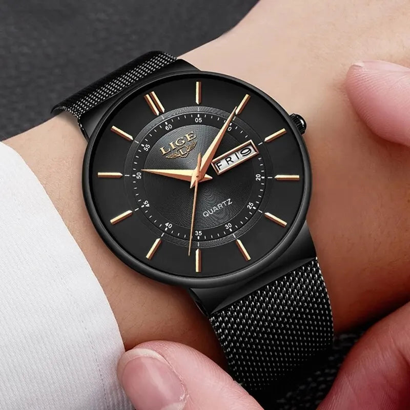 Luxury Watches Waterproof Ultra Thin Date Clock Steel Strap Casual Quartz Watch