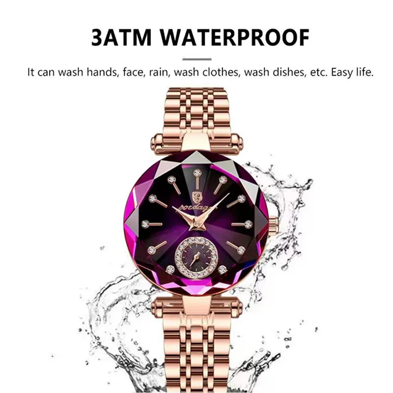 POEDAGAR Watch for Women Luxury Jewelry Design Rose Gold Steel Quartz Wristwatches Waterproof Fashion Swiss Brand Ladies Watches - Hiron Store