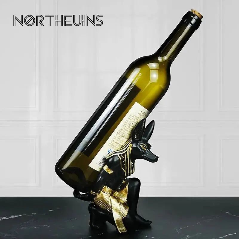 Resin Anubis Dog God Wine Rack Figurines Bottle Holder Egypt Cat Statue Restaurant Cabinet Tabletop Decor Item