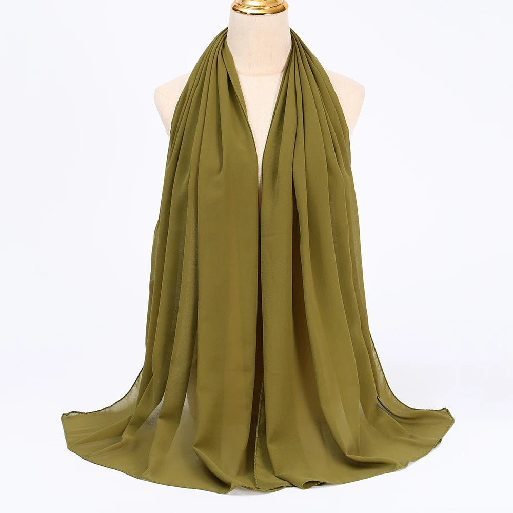 Muslim Chiffon hijab Scarf Long Solid Color Head Wrap Women's Hijabs & Scarves Jersey Hijab Veil