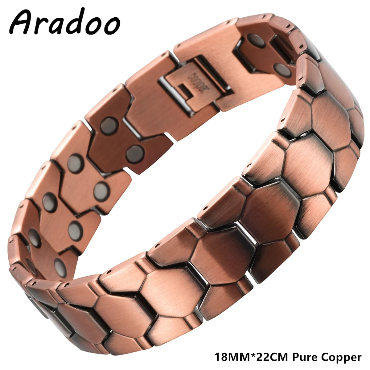 Men's Pure Copper Bracelet 3500 Gauss 3X Strength Magnetic Therapy Link Bracelets