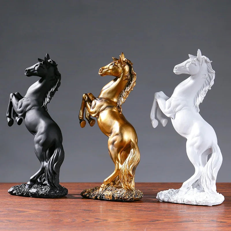 Gold, White, Black Resin Horse Statue, Home Decor, Craft Decorations Horse Sculpture