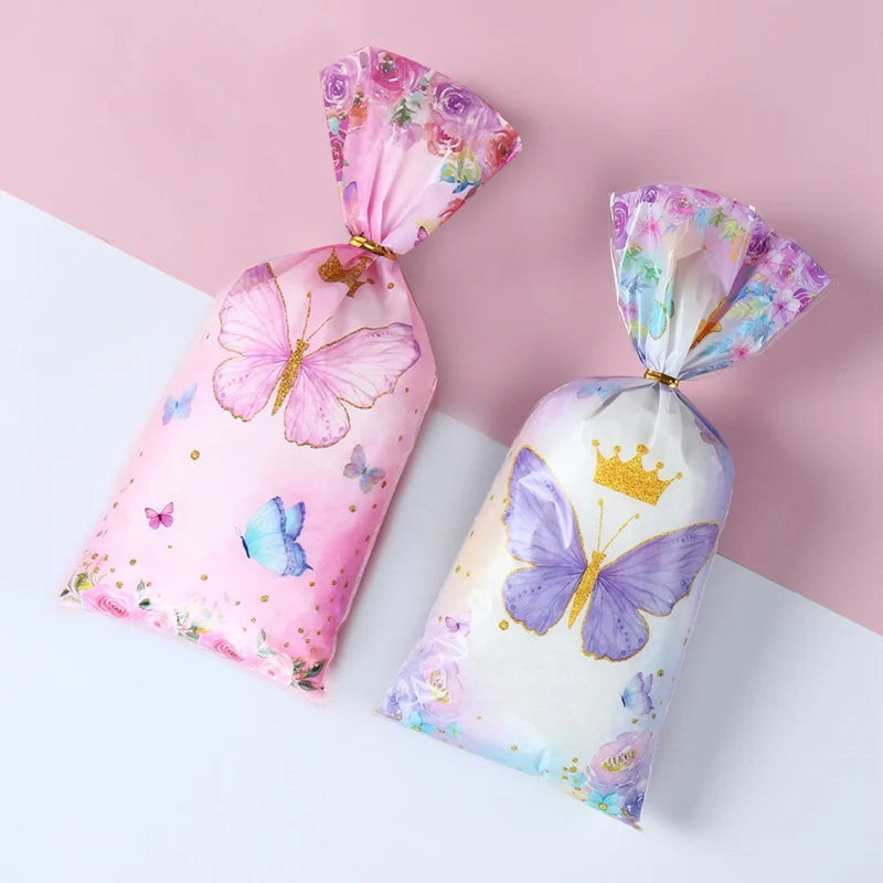 25/50/100pcs Candy Bags Gift Packing Bags Biscuit Butterfly Birthday Party Decorations Gift Candy Bag Baby Shower Party Supplies - Hiron Store