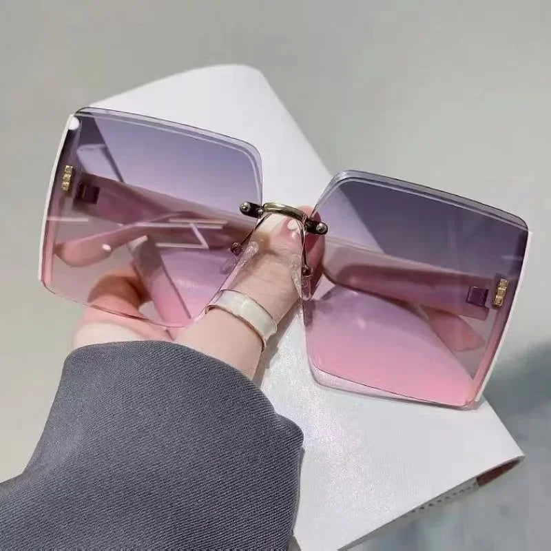 New Vintage Square Sunglasses Woman Classic Retro Gradient Mirror Frameless Sun Glasses